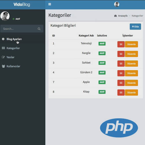 PHP ile Blog Script Yapımı - Admin Paneli Video Eğitimi